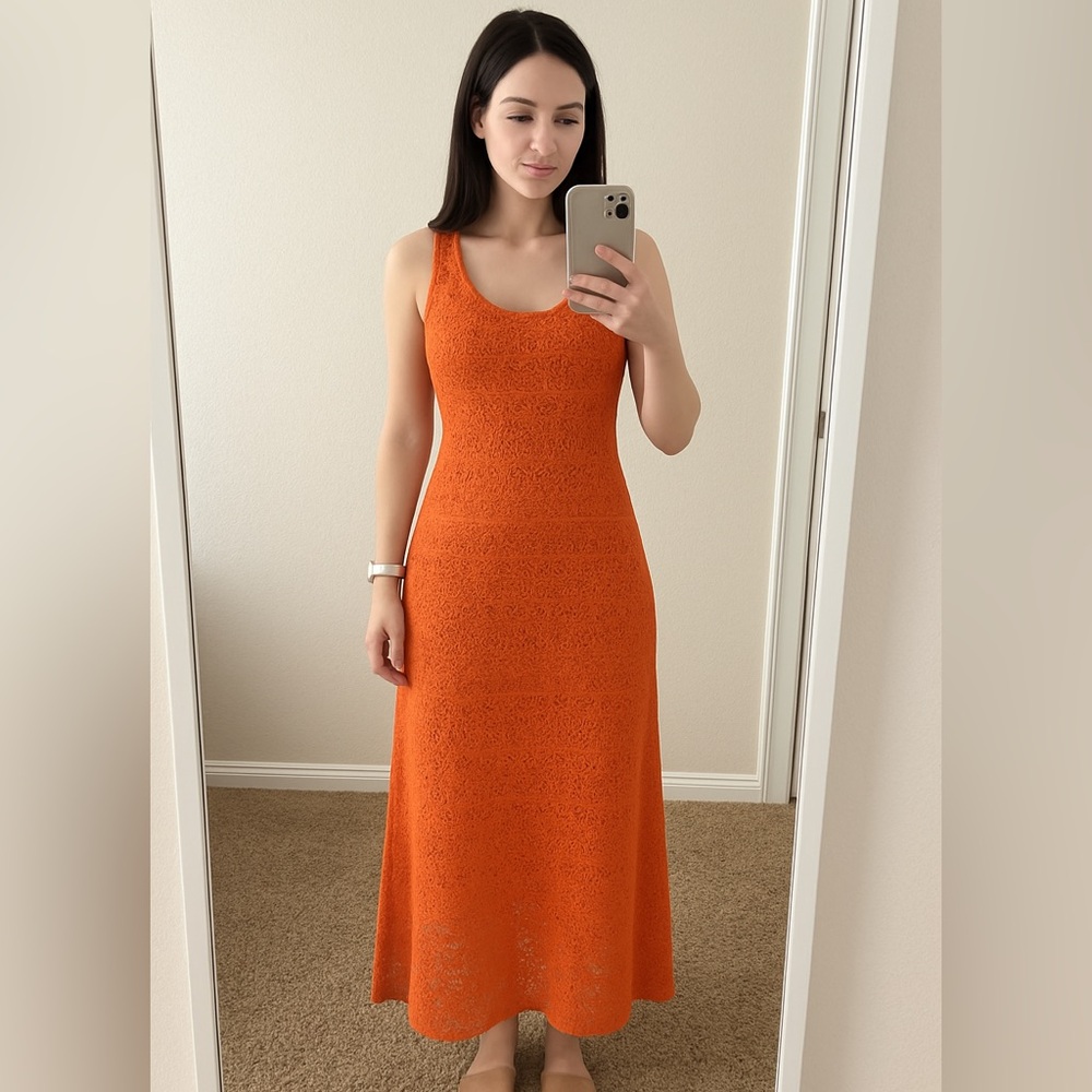 Magic Bold Orange Sleeveless Maxi Dress